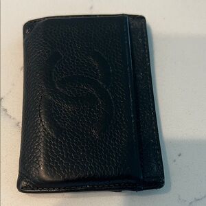 CHANEL Black Textured Leather Card Holder